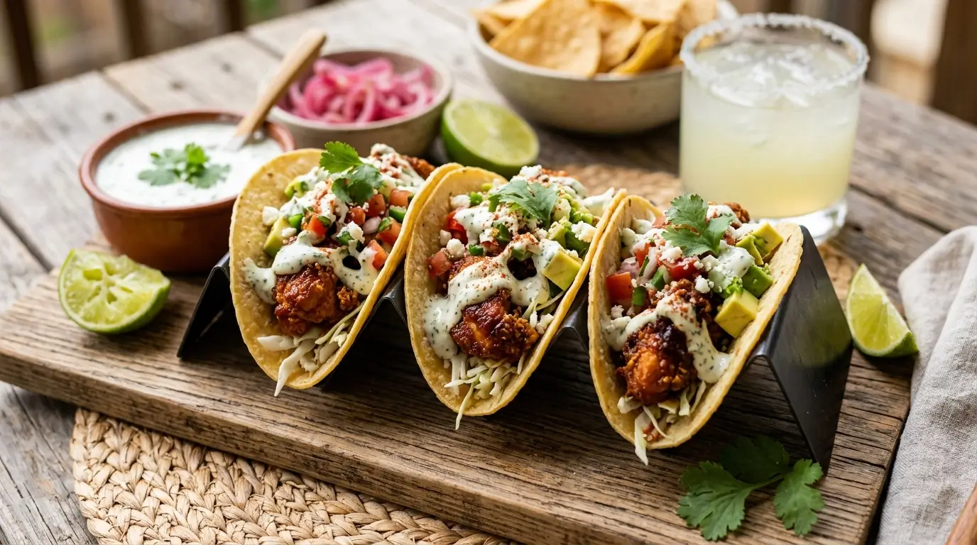 Crispy Chipotle Chicken Tacos with Cilantro Lime Ranch