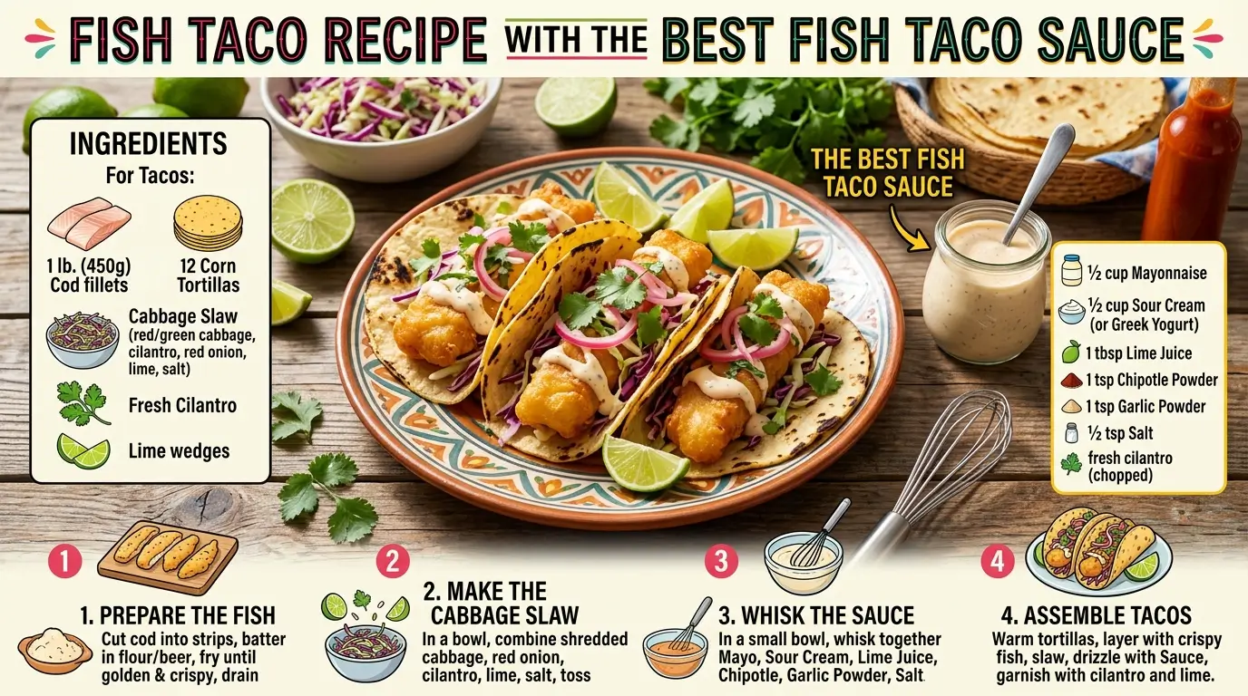 Fish Tacos Recipe with the Best Fish Taco Sauce