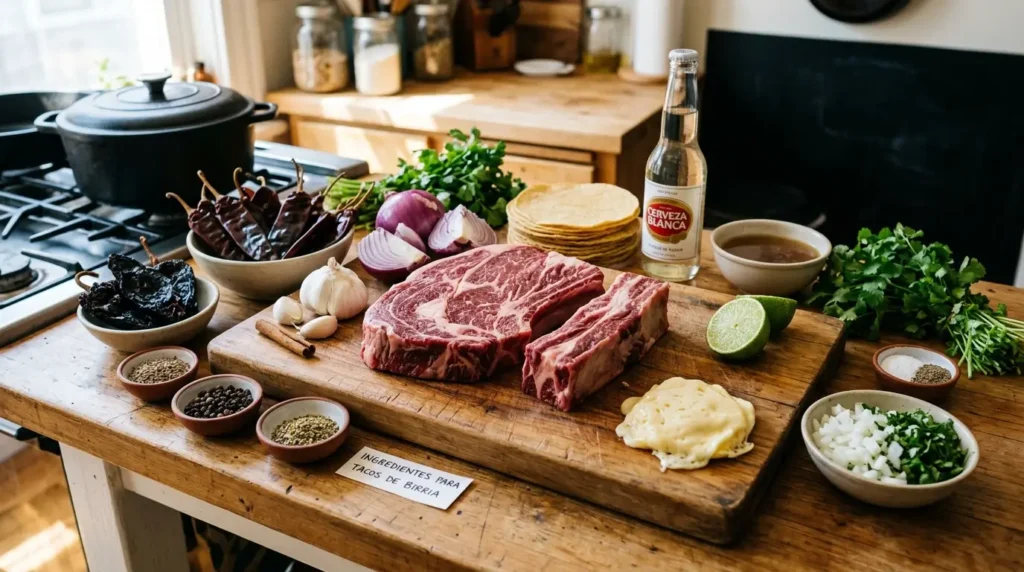 Ingredients for Birria Tacos