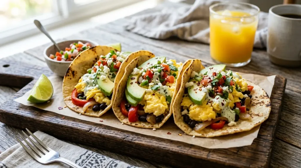 Breakfast Tacos – Healthy Vegetarian Tacos with Eggs and Avocado