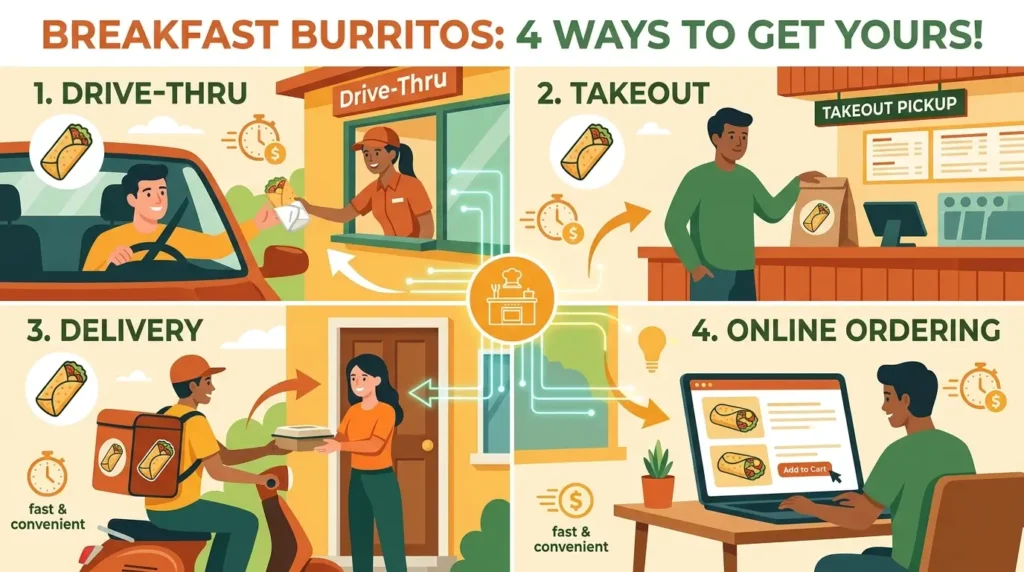 Drive-Thru, Takeout, Delivery & Online Ordering for Breakfast Burritos