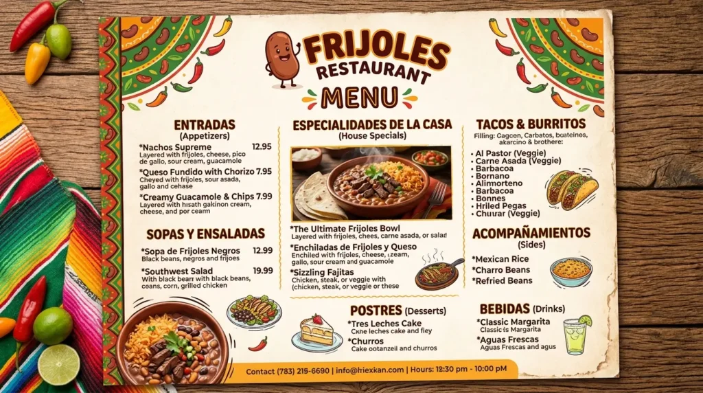 Frijoles Restaurant Menu