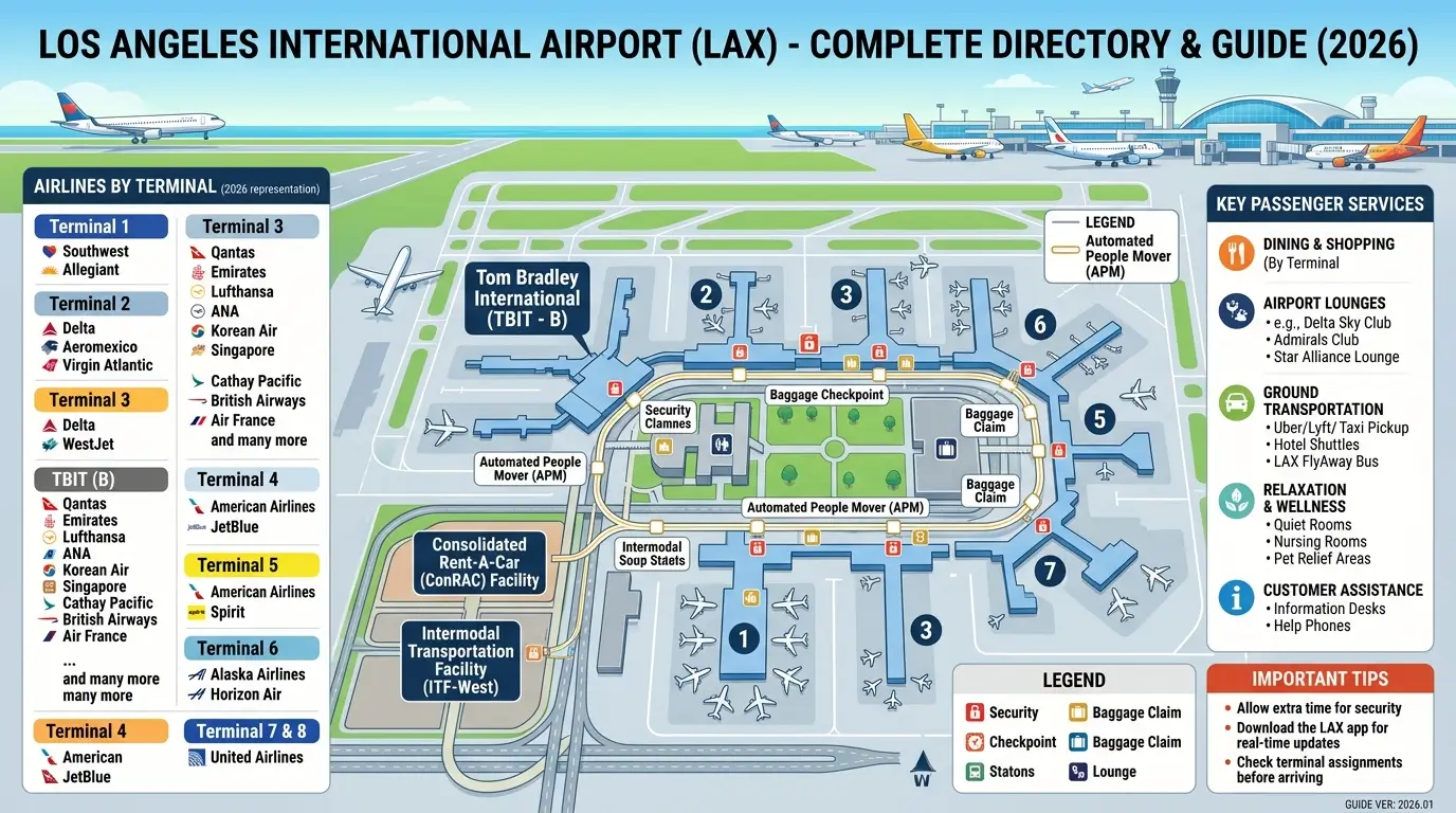 Los Angeles International Airport Directory – Complete LAX Terminal, Airlines & Services Guide