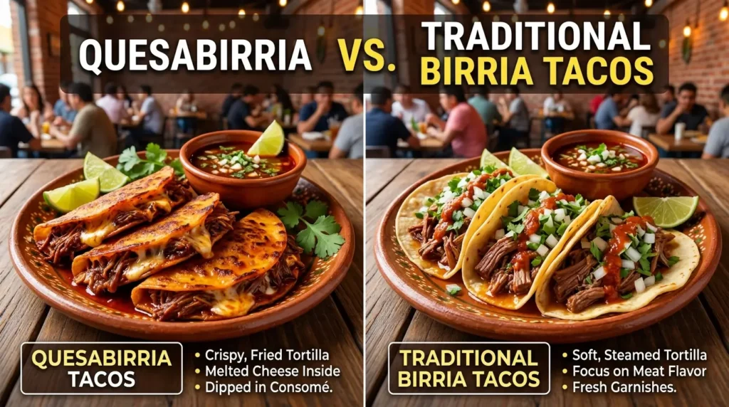Quesabirria vs. Traditional Birria Tacos