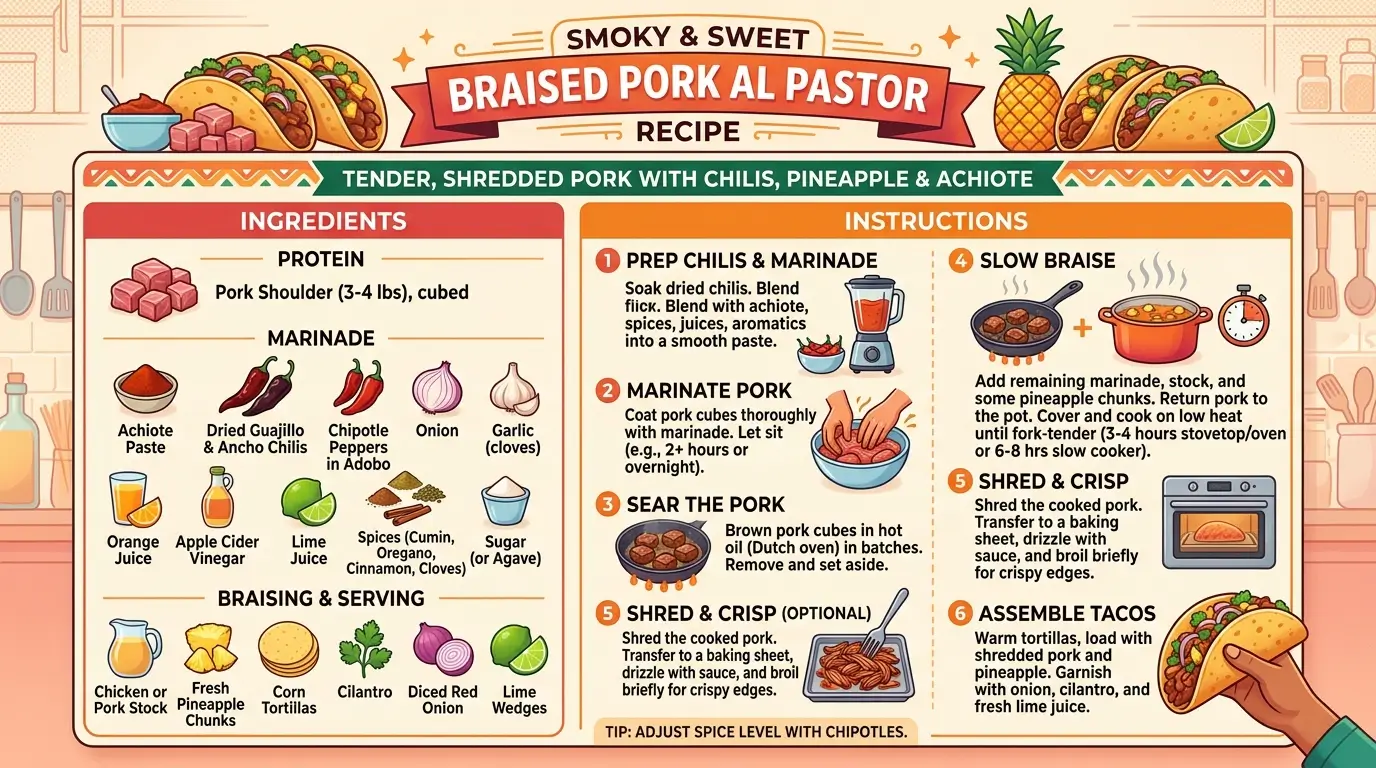 Smoky & Sweet Braised Pork Al Pastor Recipe