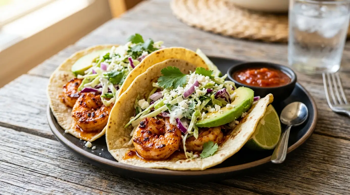 Best Spicy Shrimp Tacos with Garlic Cilantro Lime Slaw (Ready in 30 Minutes)