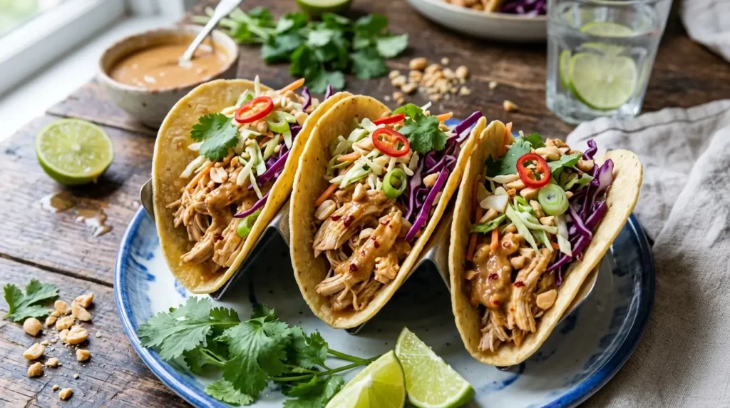 Thai Peanut Chicken Tacos