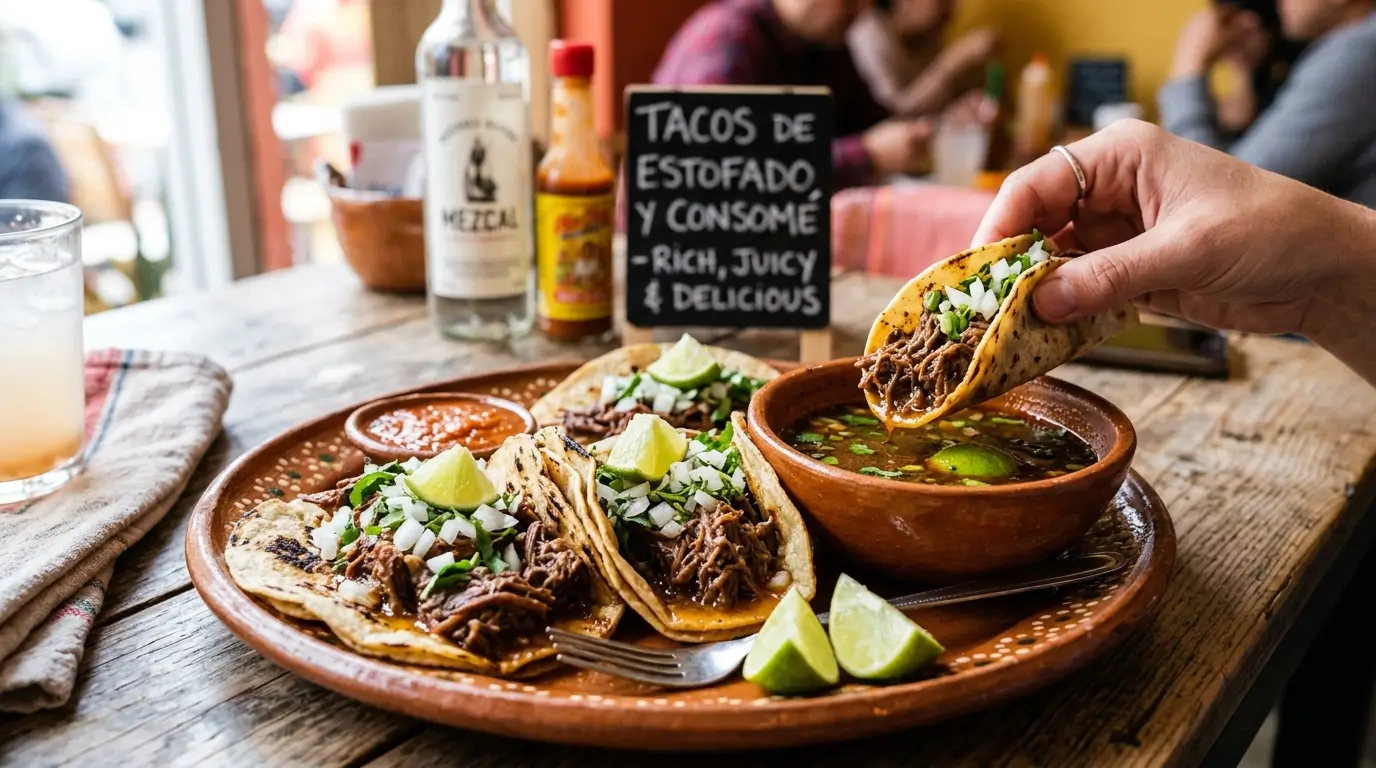 Stewed Meat with Consommé Tacos: Rich, Juicy, and Delicious