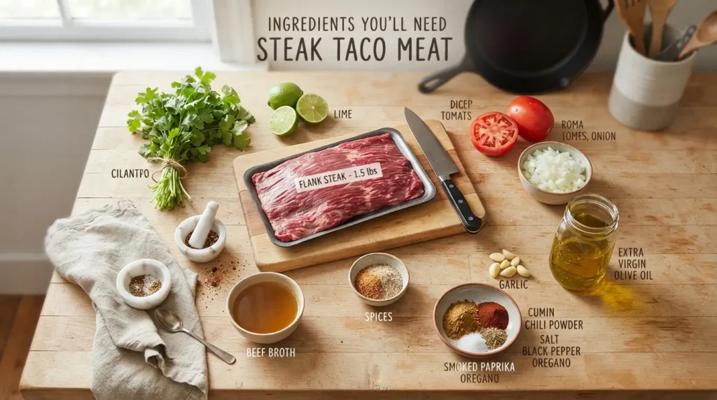 Ingredients You’ll Need for Steak Taco Meat